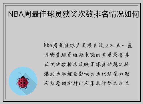 NBA周最佳球员获奖次数排名情况如何